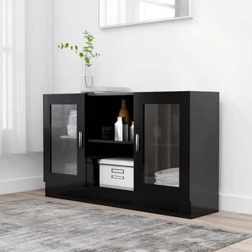 vidaXL Vitrinekast 120x30,5x70 cm bewerkt hout zwart, Verzenden