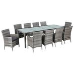 vidaXL 11-delige Tuinset met kussens poly rattan grijs, Verzenden, Nieuw, Tuinset