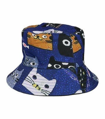 Bucket Hat Hoedje – Katten Print - Omkeerbaar – One Size –, Kleding | Dames, Hoeden en Petten, Nieuw