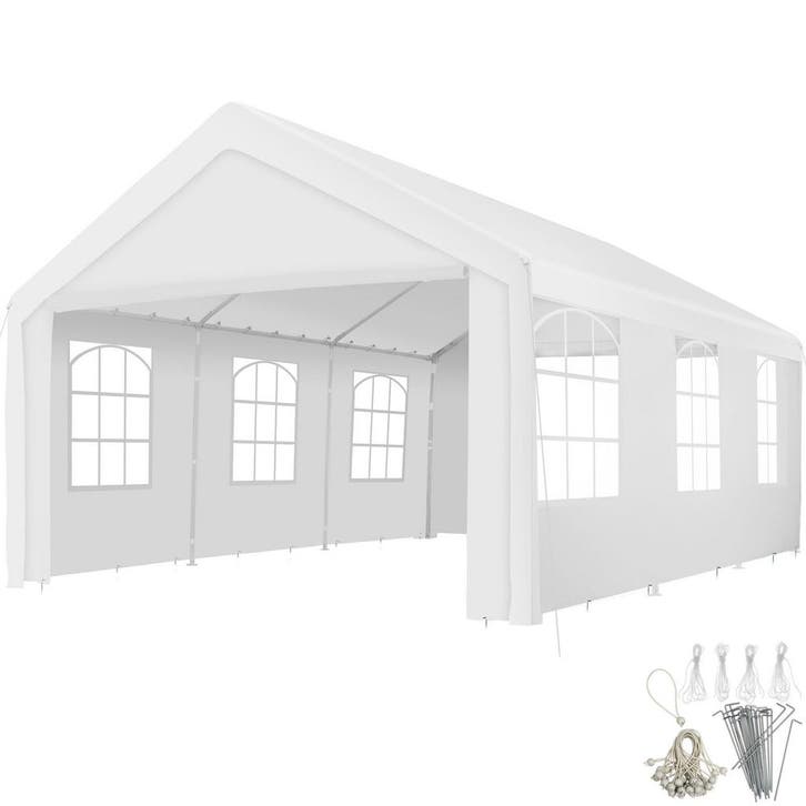 tectake Tuinpaviljoen 6x4m met 4 zijwanden - wit, Tuin en Terras, Partytenten, Verzenden