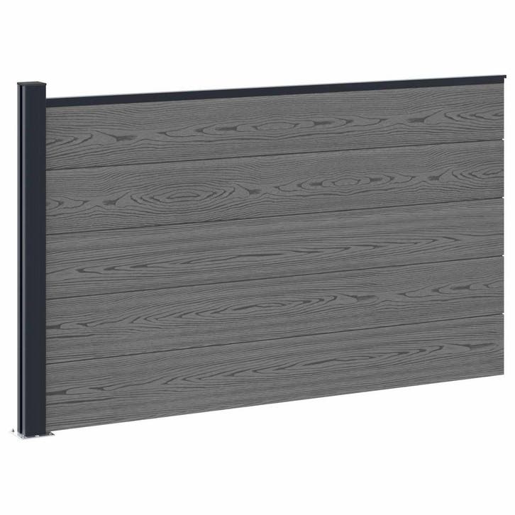 vidaXL Hekpaneel WPC en Aluminium Grijs, Tuin en Terras, Tuinhekken en Hekwerk, Nieuw, Verzenden