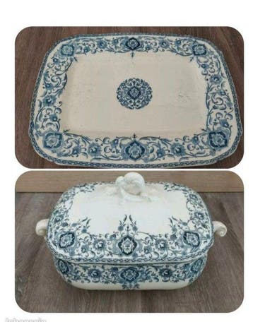 Gien - Tureen - Aardewerk - Soepterrine en plateau