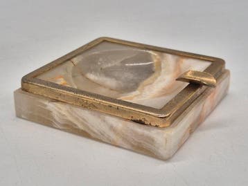 Vintage Onyx & Messing Aschenbecher – Kleiner