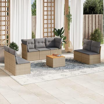 vidaXL 8-delige Loungeset met kussens poly rattan gemengd, Verzenden, Loungeset