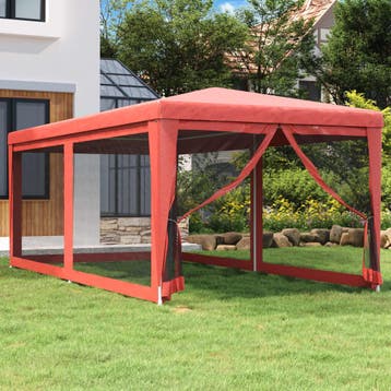 vidaXL Partytent met 6 mesh zijwanden 3x6 m HDPE rood, Verzenden