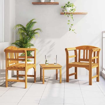 vidaXL Tuinrozen loungeset 3 pcs Massief Acacia Hout, Verzenden, Nieuw, Loungeset