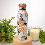 Puur koperen waterfles bloemenprint wit ± 950 ml/320 g, Ophalen of Verzenden, Nieuw
