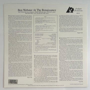 Ben Webster - At The Renaissance (Limited and Numbered, Cd's en Dvd's, Nieuw in verpakking