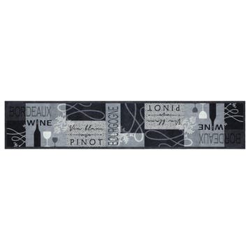 vidaXL Keukenmat wasbaar wijnprint 60x300 cm fluweel grijs, Verzenden, Nieuw