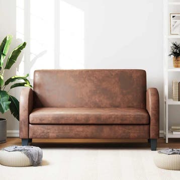 vidaXL Tweezitsbank / zetel kunstsuède bruin, Verzenden, Nieuw