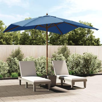 vidaXL Parasol met houten paal 300x300x273 cm azuurblauw, Verzenden