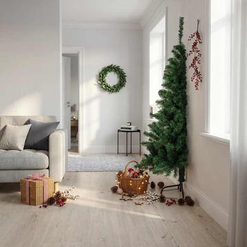 vidaXL Kunstkerstboom met standaard half 180 cm PVC groen, Verzenden, Nieuw