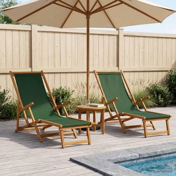 vidaXL Opvouwbare zonnebed 2 pcs 3 Positie Massief, Verzenden, Nieuw