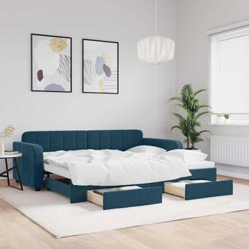 vidaXL Slaapbank met onderschuifbed en lades 90x200 cm, Verzenden, Nieuw