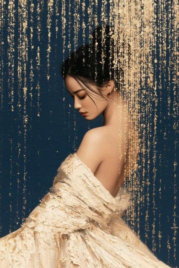 Iconica - Ethereal Rain of Gold - unique 1/1 XXL (150 x 100