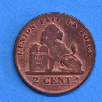 Belgique. Léopold II. 2 Cent 1869 Moeilijkste 2 Cent Leop.II