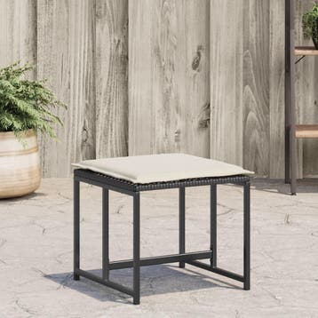 vidaXL Tuinkrukken met kussens 4 st poly rattan zwart, Verzenden, Nieuw