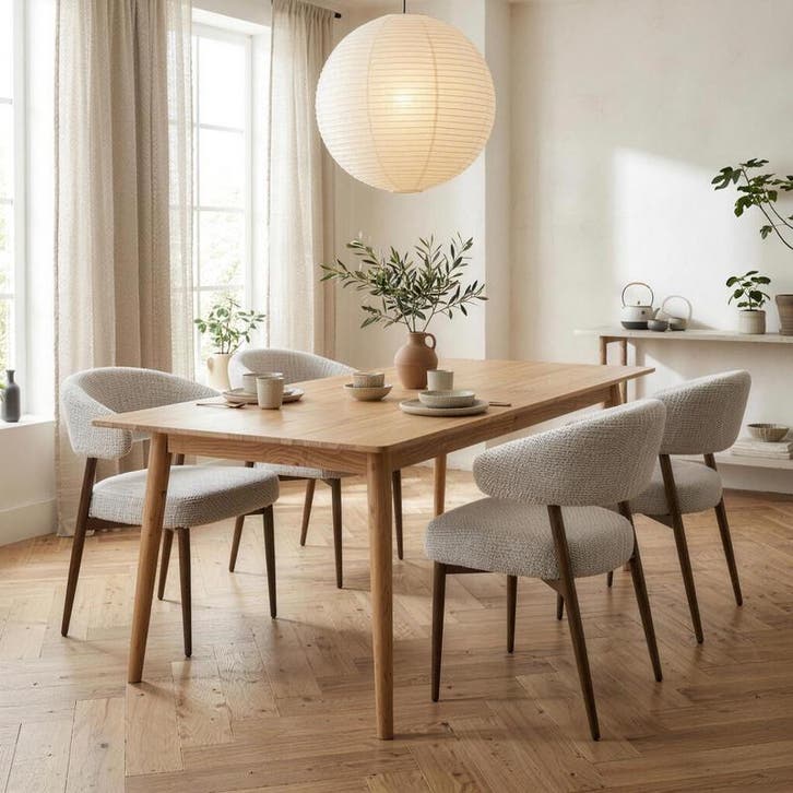 Lot de 2 chaises Japandi en tissu bouclé - beige - 2 pièces, Maison & Meubles, Accessoires pour la Maison | Autre, Neuf, Envoi