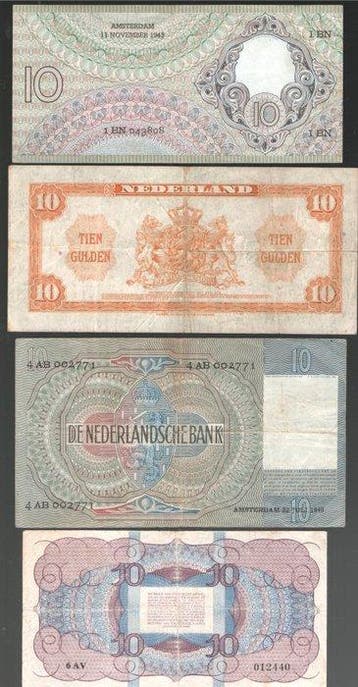 Nederland. - 4 x 10 Gulden - 1940/1945 (Zonder minimumprijs)