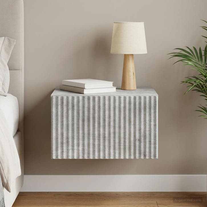 vidaXL Muurbevestigde Nachttafel met lade Betongrijs 33 x, Maison & Meubles, Chambre à coucher | Tables de chevet, Envoi