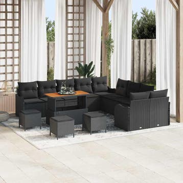 vidaXL Tuinbank Set 14 st 13-Aantal zitplaatsen Zwart, Tuin en Terras, Verzenden, Nieuw