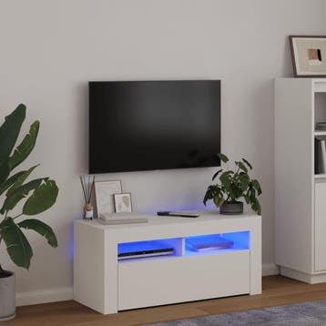 vidaXL Tv-meubel met LED-verlichting 90x35x40 cm wit, Verzenden, Nieuw
