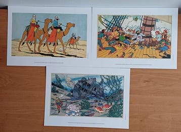Tintin - 9 Lithographies: Personnage Tintin + Crabe aux, Livres
