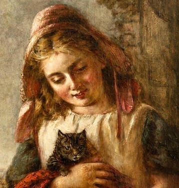 Paul Falconer Poole (1807-1879) - Girl with kitten