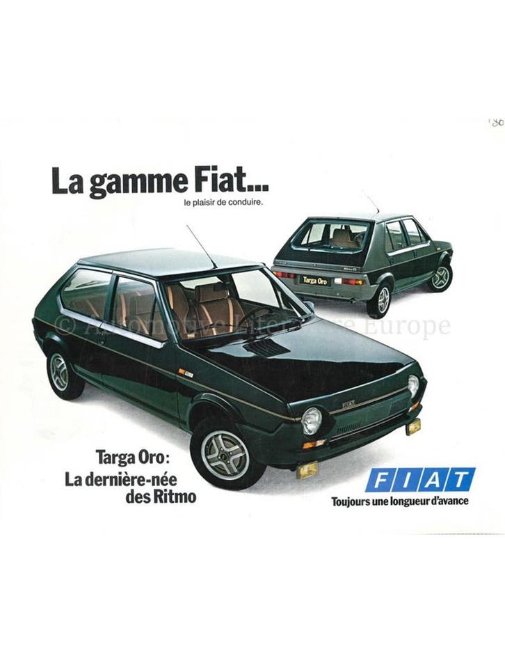 1980 FIAT PROGRAMMA BROCHURE FRANS, Livres, Autos | Brochures & Magazines