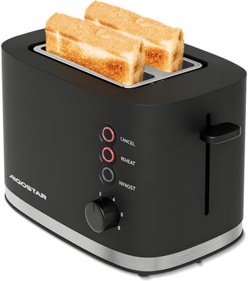 Broodrooster - Toaster - 2 sleuven - 800W - Zwart, Verzenden