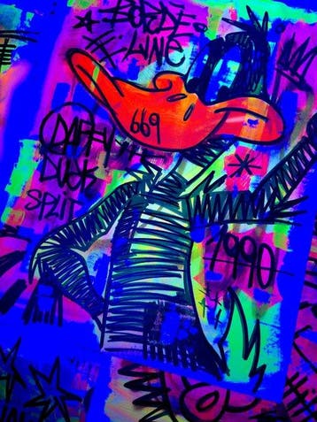 LACRISS (1990) - Daffy Duck  Me Bordeline” UV NEON - XL