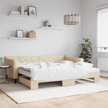 vidaXL Slaapbank met onderschuifbed en matrassen 90x200 cm, Verzenden