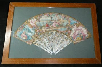 Éventail - Nacre, Papier - Scène galante pastorale