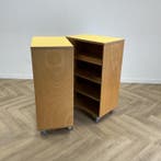 Klassehout klap boekenkast verrijdbaar (hxbxd) 115x140x45, Huis en Inrichting, Kasten | Overige, Gebruikt