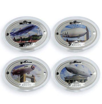 Fiji. 2 Dollars 2009, Famous Airships, 4 x 1 Oz