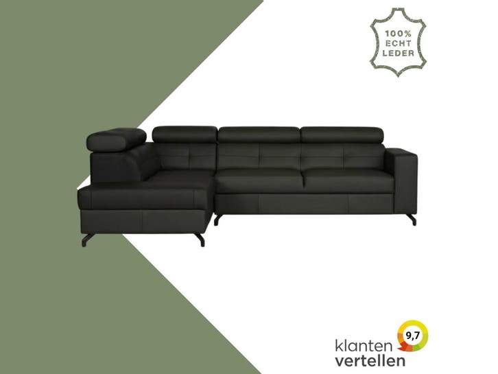 Leren hoekbank Nova - 2.5-zits arm rechts + Longchair arm, Antiek en Kunst, Antiek | Meubels | Stoelen en Sofa's, Ophalen of Verzenden