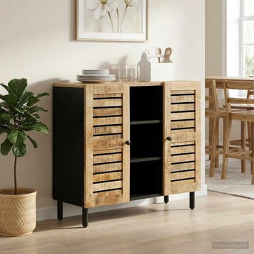 vidaXL Opbergkasten Naturel 90 x 33 x 75 cm Massief Mango, Maison & Meubles, Accessoires pour la Maison | Étagères pour CD & DVD