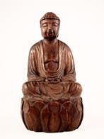 Zittend standbeeld van Shakyamuni Boeddha  - Hout -
