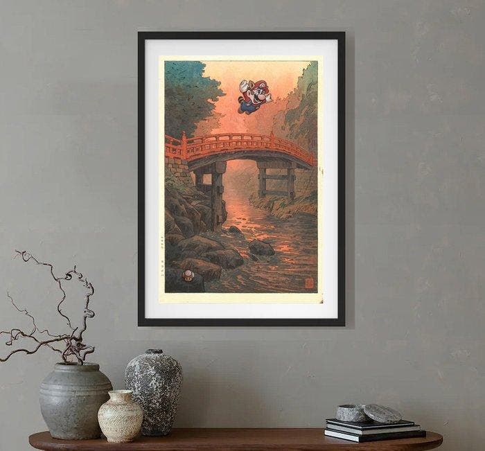 Kodo88 Giclée - Mario Soars Over Sacred Bridge  –, Consoles de jeu & Jeux vidéo, Consoles de jeu | Accessoires Autre