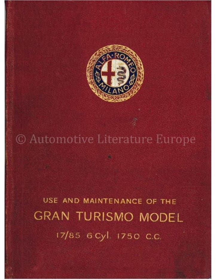 1928 ALFA ROMEO 1750 GRAN TURISMO 6C 17/85 INSTRUCTIEBOEKJ.., Autos : Divers, Modes d'emploi & Notices d'utilisation, Enlèvement ou Envoi
