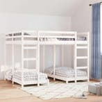 vidaXL Drievoudig Stapelbedframe Wit 140 x 200 cm Massief, Verzenden