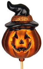 Bijsteker halloween pompoen met hoed 9x6 cm +50 stok zak 25, Nieuw