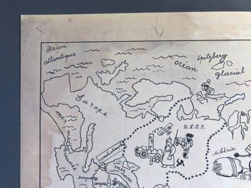 Hergé - Sérigraphie Carte du Monde