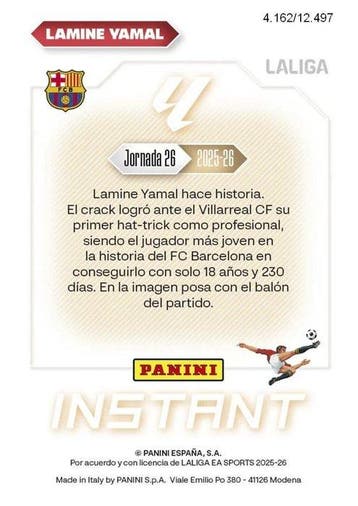 2025/26 Panini Instant Lamine Yamal 4.162/12.497 Insert