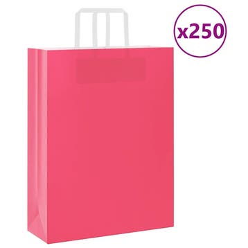 vidaXL Papieren zakken 250 st met hengsels 32x12x42 cm roze, Divers, Emballage cadeau, Verzenden