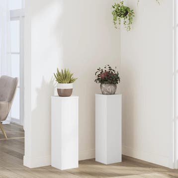 vidaXL Plantenstandaards 2 st 17x17x60 cm bewerkt hout wit, Verzenden