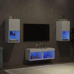 vidaXL 4-delige tv-wandmeubelset met LED-verlichting wit, Huis en Inrichting, Kasten |Televisiemeubels, Verzenden, Nieuw