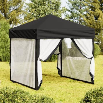 vidaXL Partytent inklapbaar met zijwanden 2x2 m zwart, Tuin en Terras, Verzenden, Nieuw