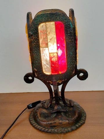 Tafellamp - Smeedijzer - Lamp van Murano-glas., Antiek en Kunst