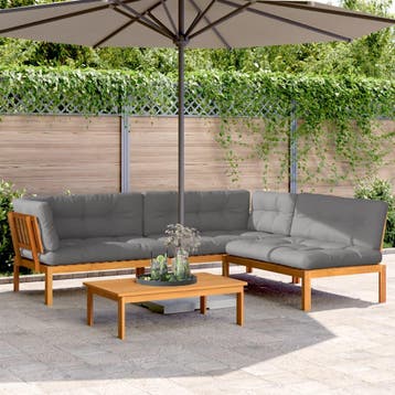 vidaXL 4-delige Loungeset pallet met kussens massief, Verzenden, Nieuw